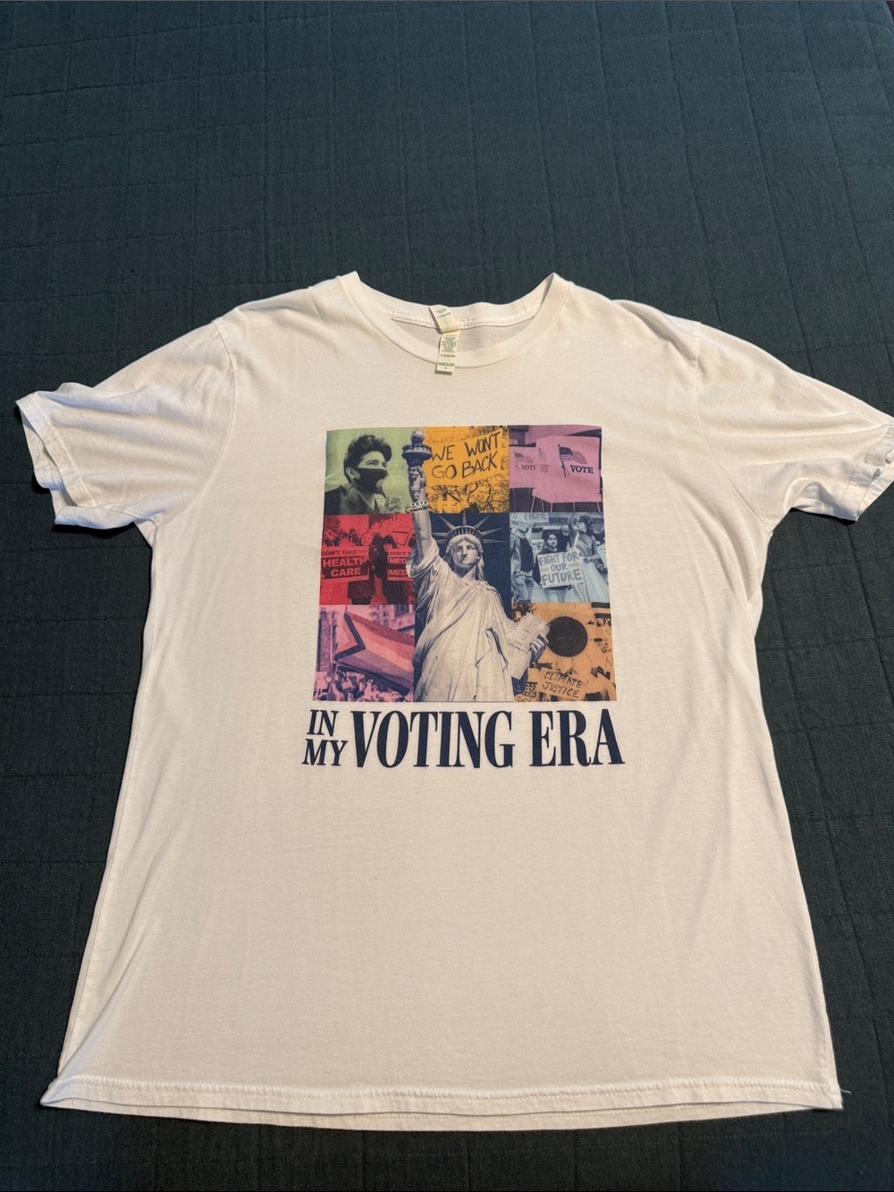 Taylor-Swift inspired White 'In My Voting Era' Graphic Tee Large